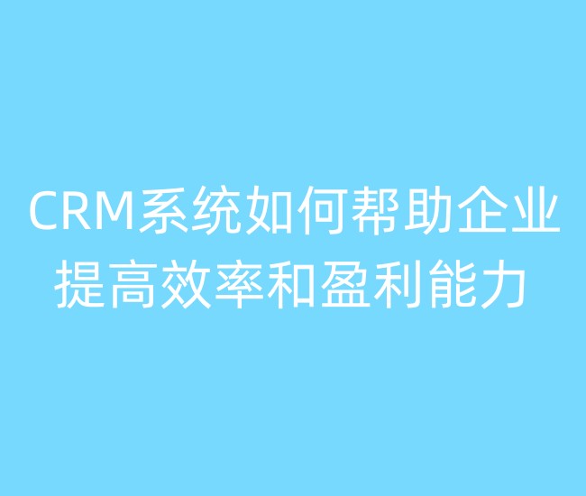 CRM系统如何帮助企业提高效率和盈利能力